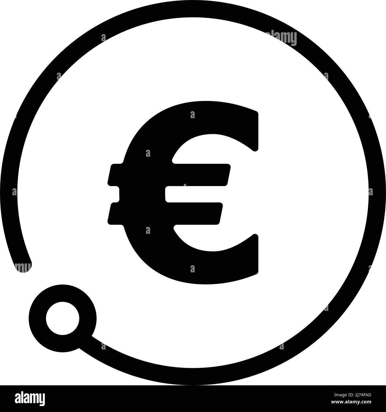 Una moderna icona dell'euro. Simbolo della valuta. Vettore modificabile. Illustrazione Vettoriale
