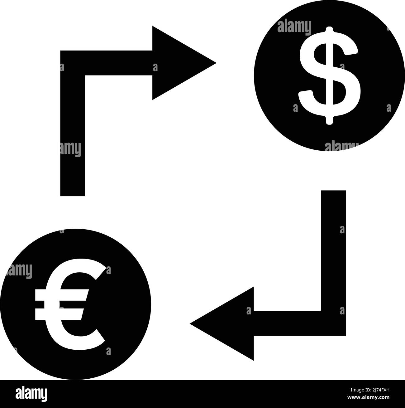 Euro e dollaro icona di cambio. Cambio valuta e cambio valuta. Vettore modificabile. Illustrazione Vettoriale