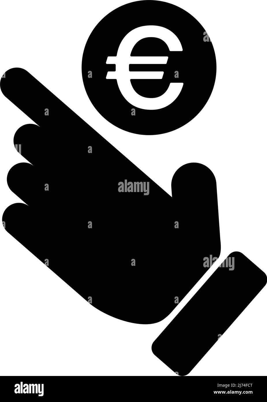 Icona della sagoma della mano e dell'euro. Vettore modificabile. Illustrazione Vettoriale