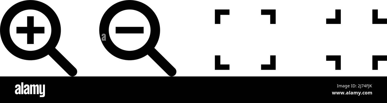 Ingrandire e ridurre le icone. Set di icone a schermo intero e di riduzione. Vettore modificabile. Illustrazione Vettoriale