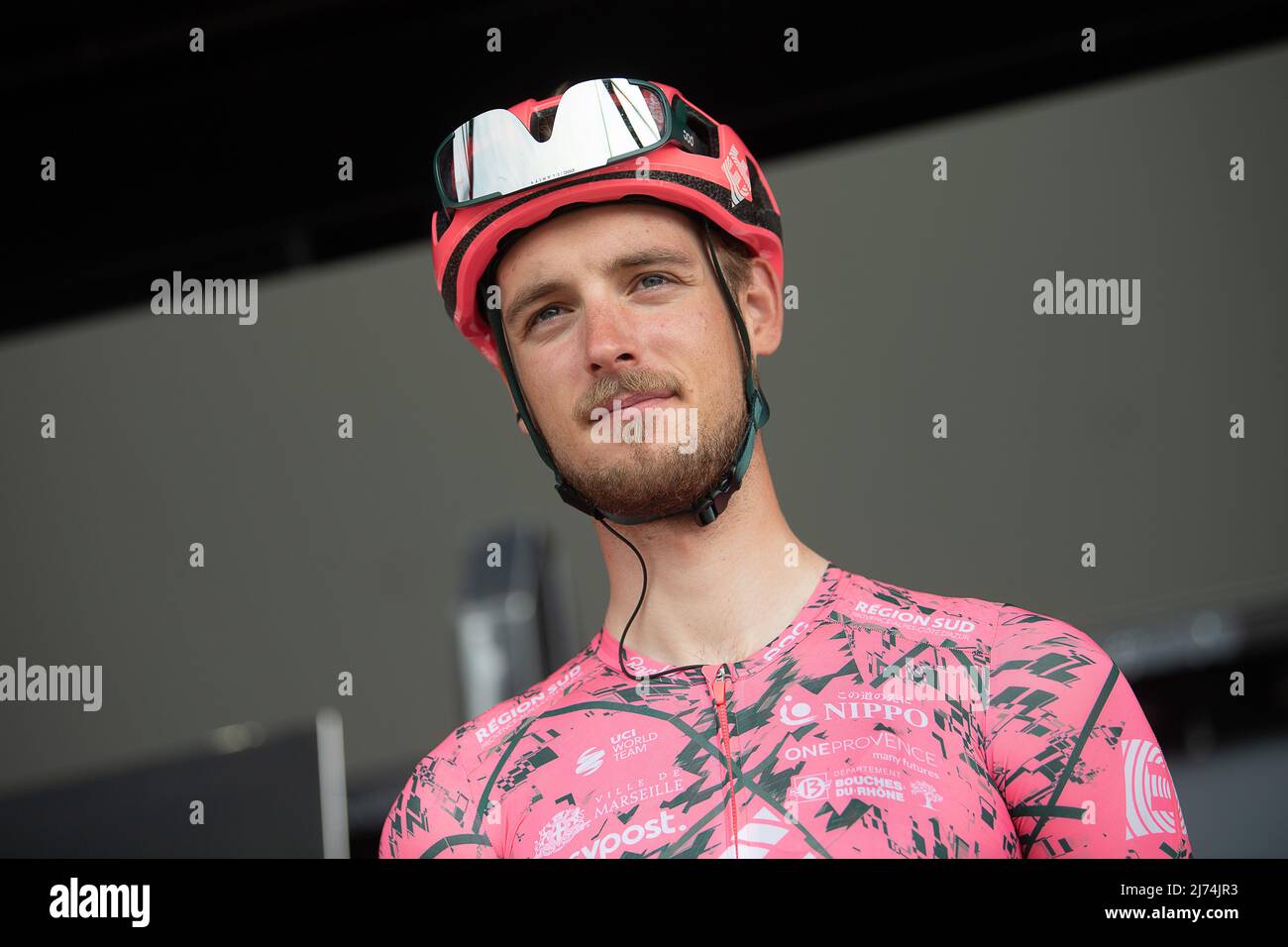 01 maggio 2022, Hessen, Eschborn: Ciclismo: UCI WorldTour - Eschborn - Francoforte (185 km). Jonas Rutsch dalla Germania dal Team EF Education-EasyPost. Foto: Sebastian Gollnow/dpa Foto Stock