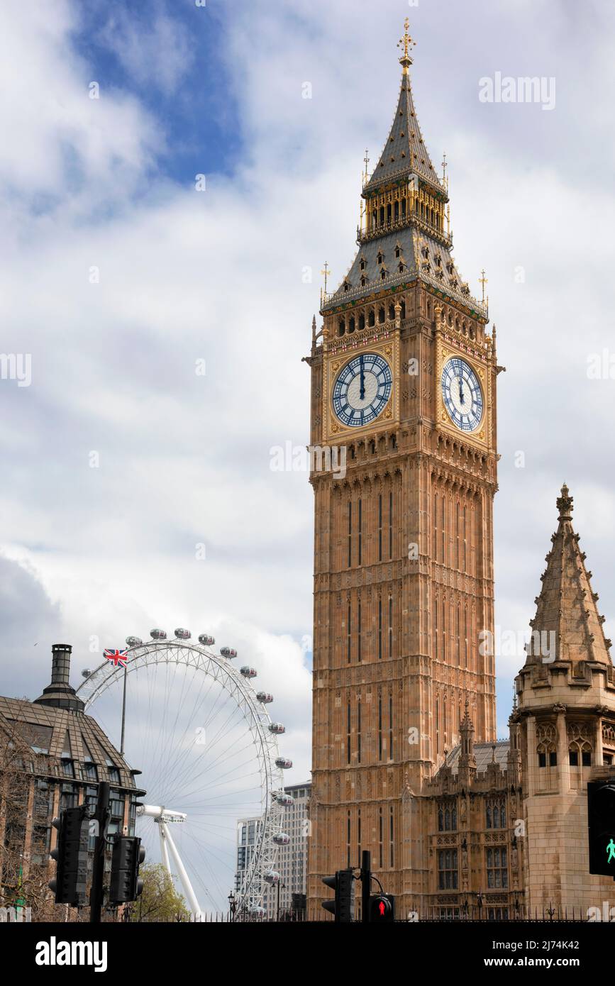 Big ben orologio o Elizabeth Tower a Londra, Regno Unito Foto Stock
