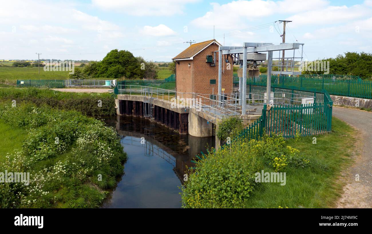 Bassa altitudine, vista aerea della stazione di pompaggio di Hacklinge Foto Stock
