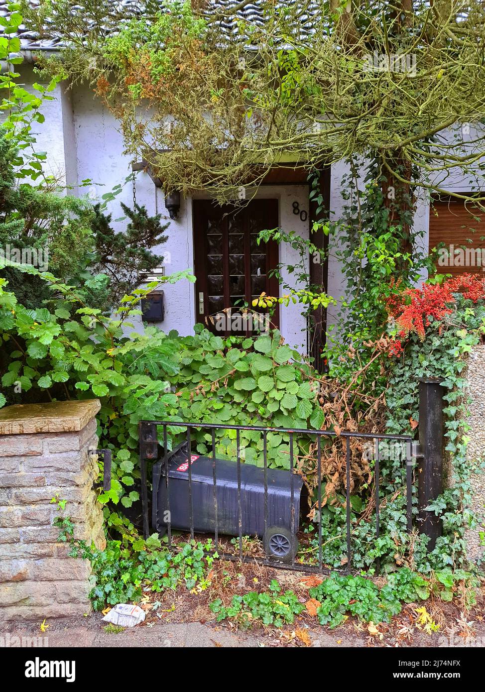 Casa abbandonata non più utilizzato con giardino di coltivazione, Germania Foto Stock