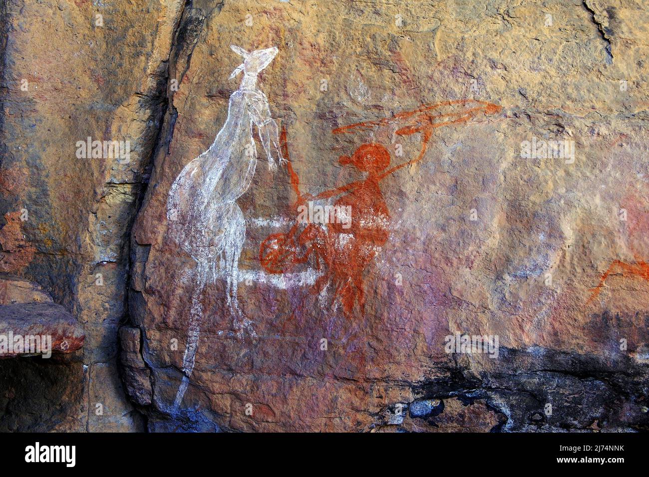 Dipinti rupestri di Aborigeni di 20000 anni nella zona di Nourlangie, Australia, Northern Territory, Kakadu Nationalpark Foto Stock