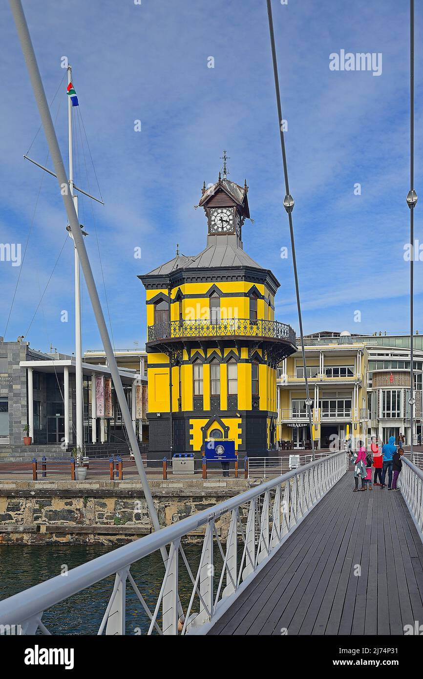 Torre dell'Orologio, Lungomare Victoria und Alfred, centro turistico, Sudafrica, Capetown Foto Stock