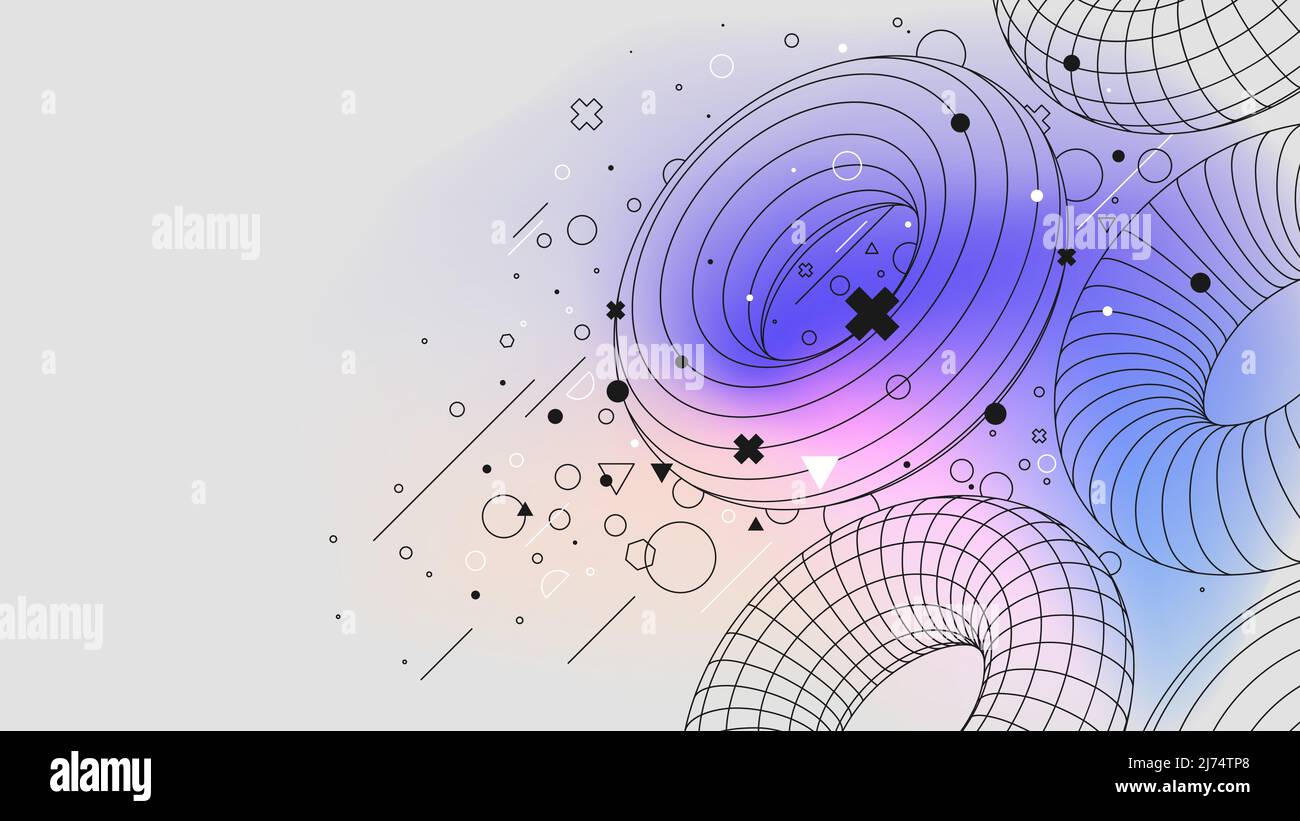 Futuristica struttura di connessione lowpoly figure torus struttura, Vector poster con strani wireframe di forme geometriche design moderno ispirato da Illustrazione Vettoriale