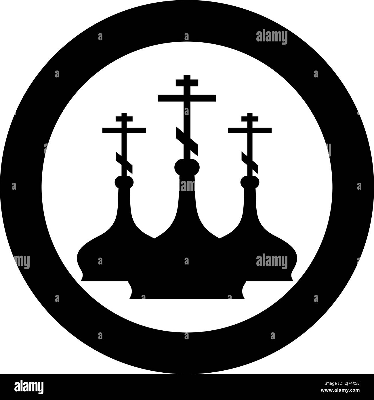 Cupola della Chiesa icona in cerchio rotondo nero colore vettore immagine immagine contorno pieno stile semplice Illustrazione Vettoriale