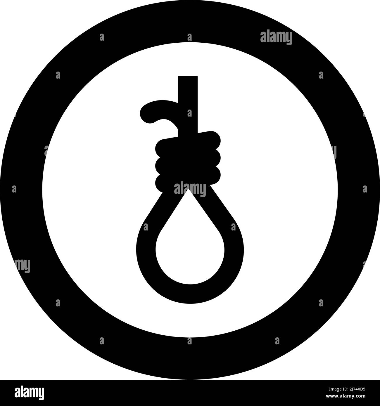 Loop per gnows hangman's noose corda suicidio icona lynching in cerchio rotondo nero colore vettore illustrazione immagine solido contorno stile semplice Illustrazione Vettoriale