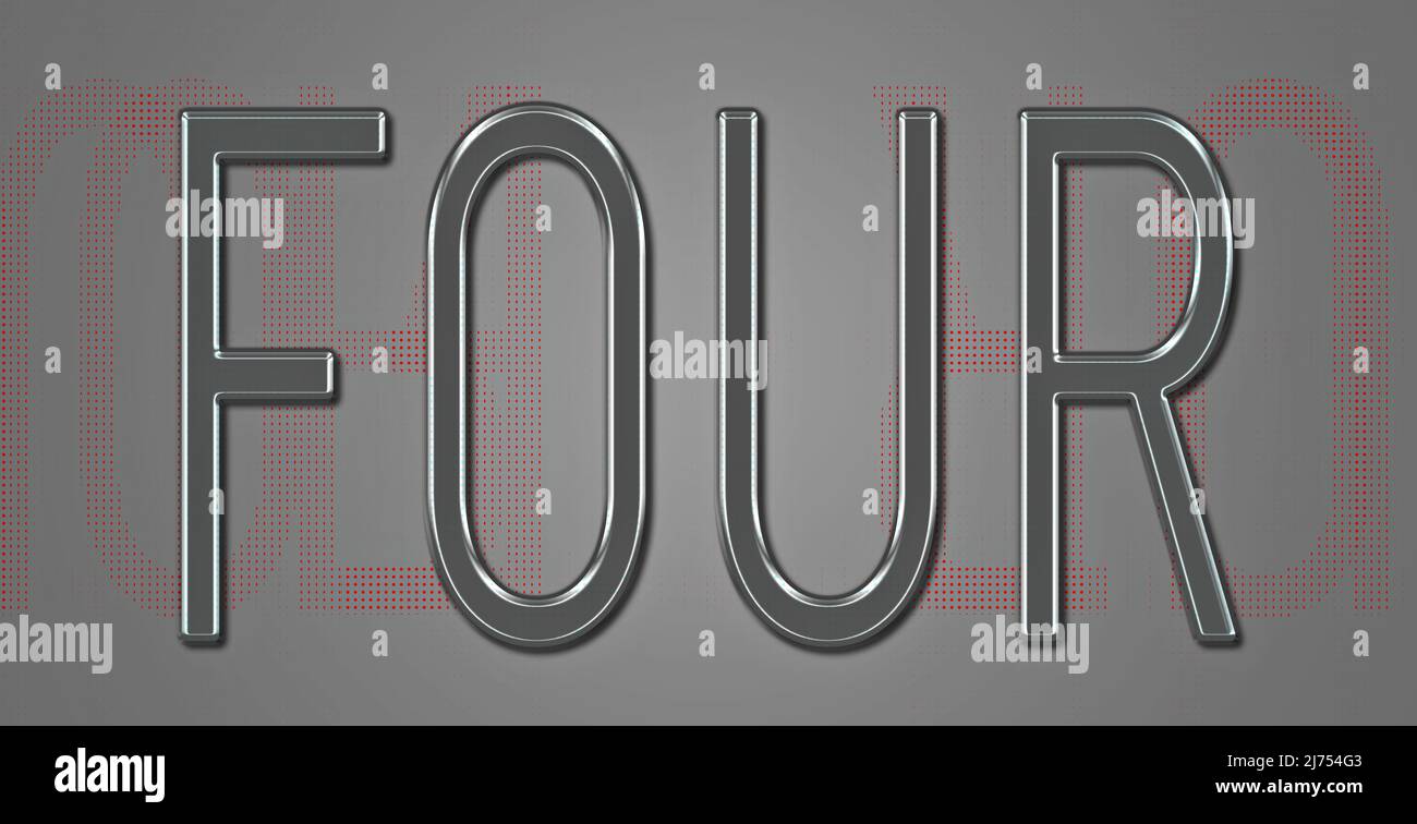 Stile segno baby metallizzato con la parola 'QUATTRO' Foto Stock