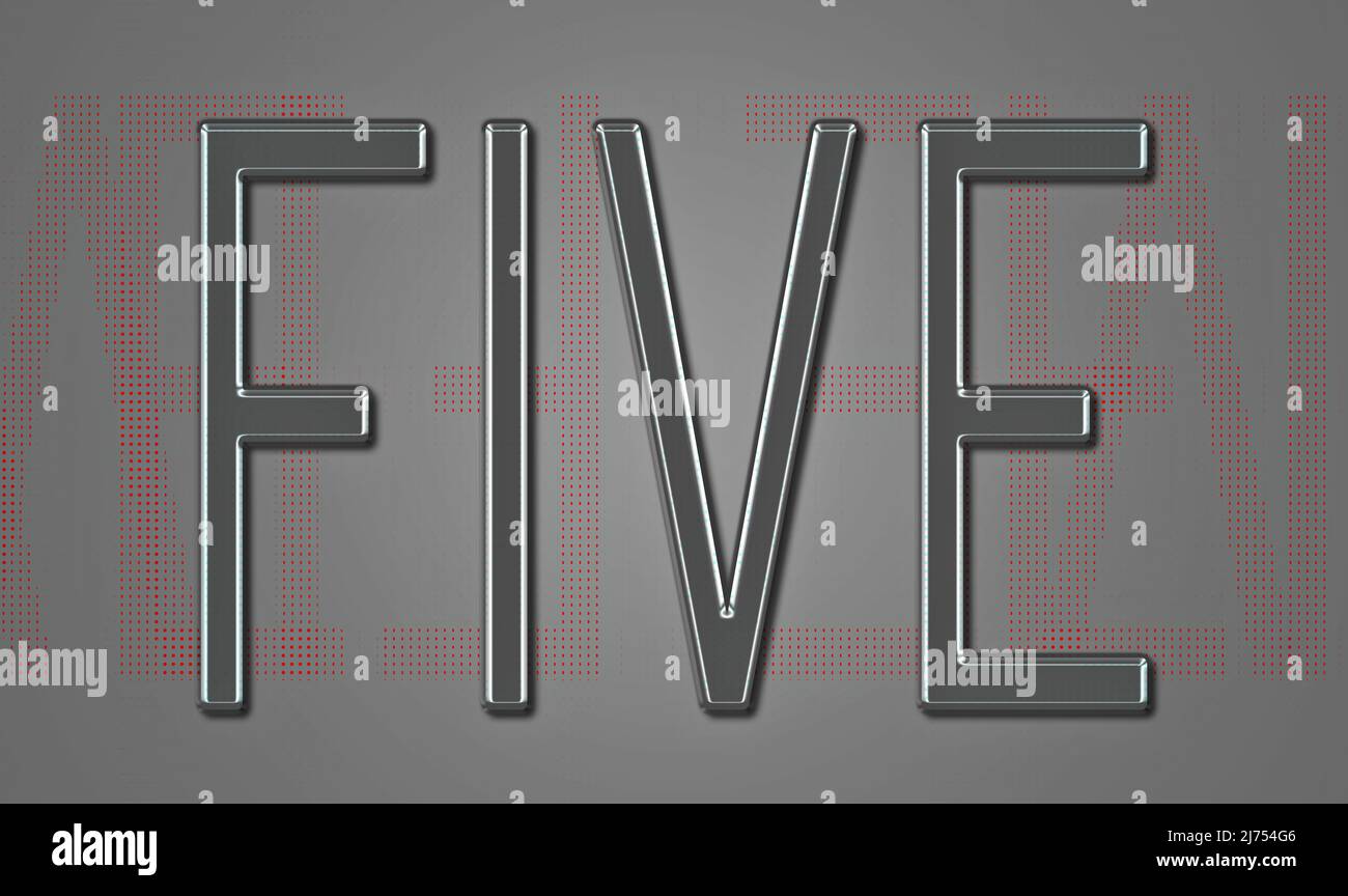 Stile segno baby metallizzato con la parola 'FIVE' Foto Stock