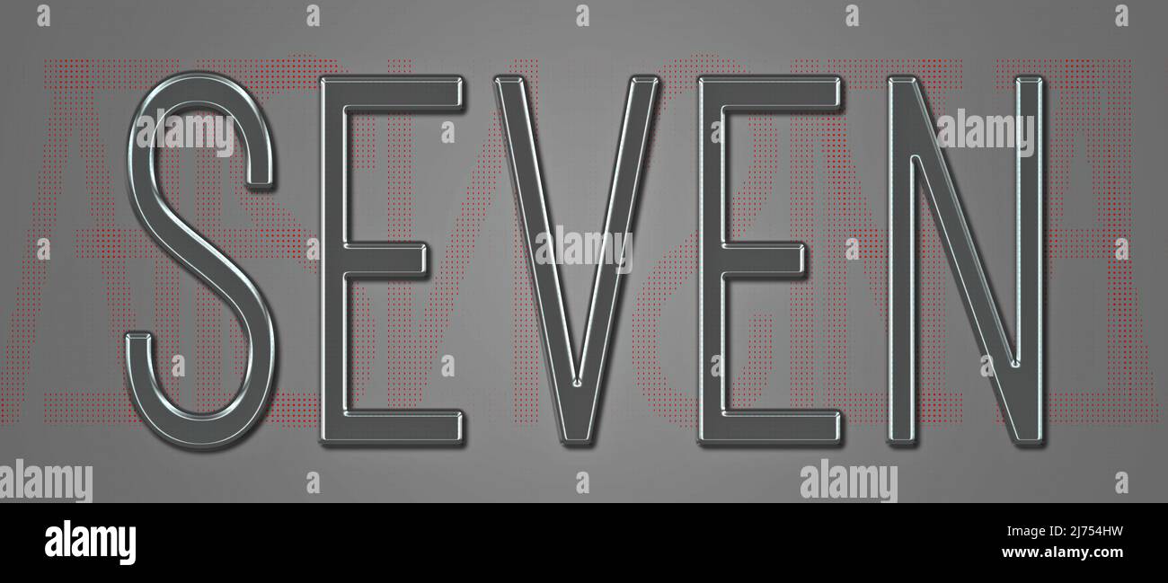 Stile segno baby metallizzato con la parola 'SEVEN' Foto Stock