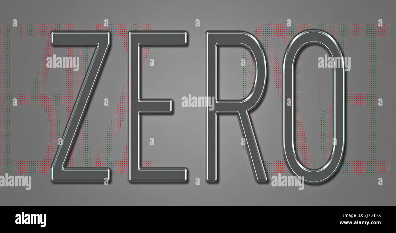 Stile segno baby metallizzato con la parola 'ZERO' Foto Stock