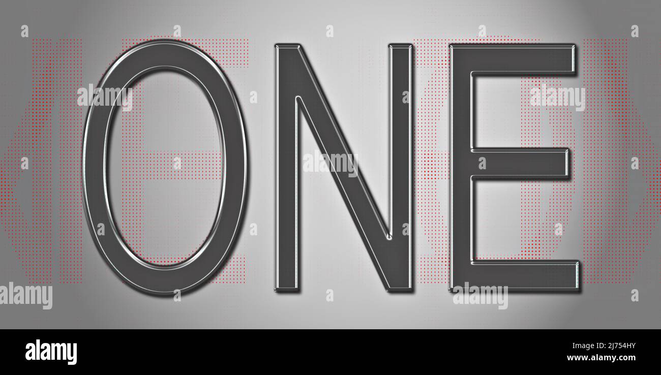 Stile segno baby metallizzato con la parola 'UNO' Foto Stock