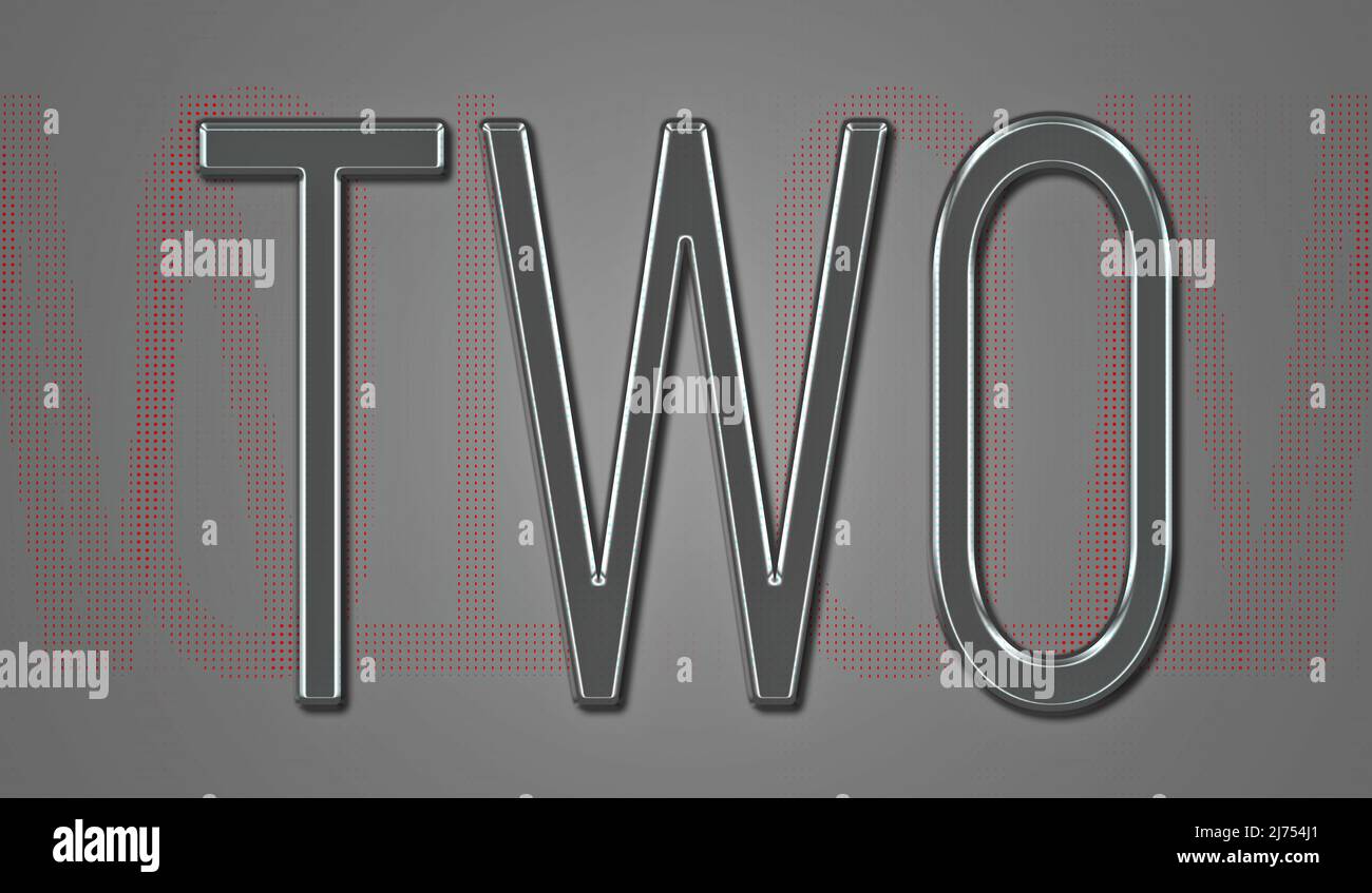 Stile segno baby metallizzato con la parola 'DUE' Foto Stock