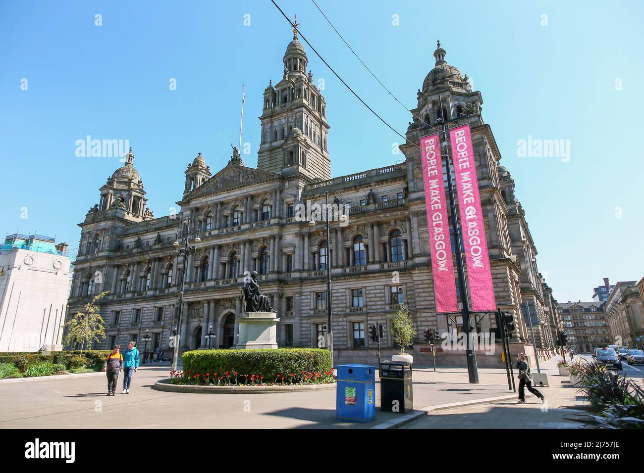 Glasgow City Chambers e George Square, Glasgow, Scozia, Regno Unito Foto Stock