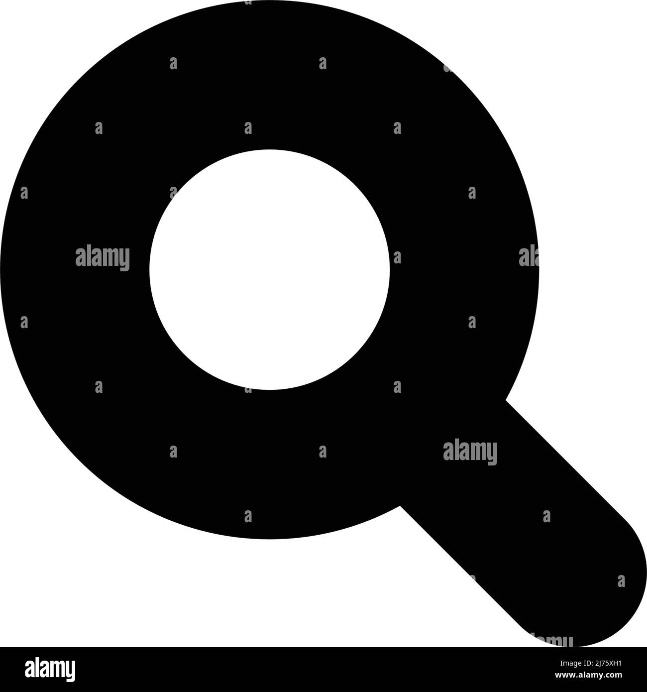 Icona silhouette della lente di ingrandimento. Ricerca e indagine. Vettore modificabile. Illustrazione Vettoriale