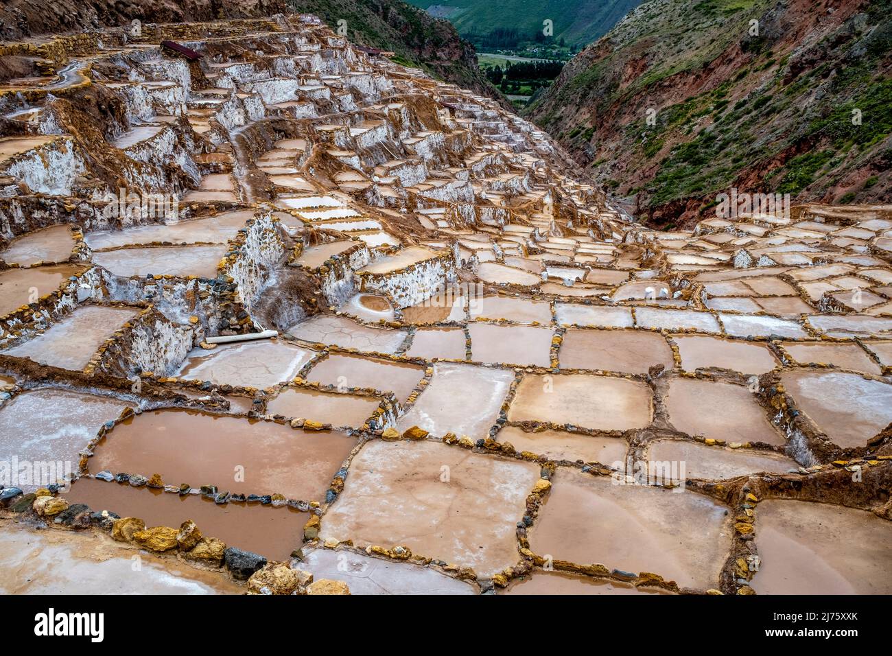 La regione di Cusco di Salineras De Maras (Maras Salt Pans), Perù. Foto Stock
