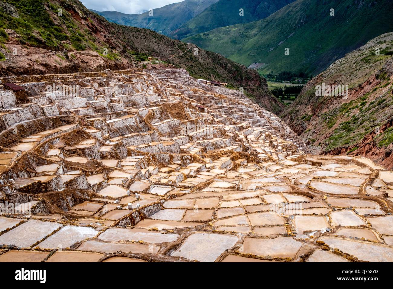 La regione di Cusco di Salineras De Maras (Maras Salt Pans), Perù. Foto Stock
