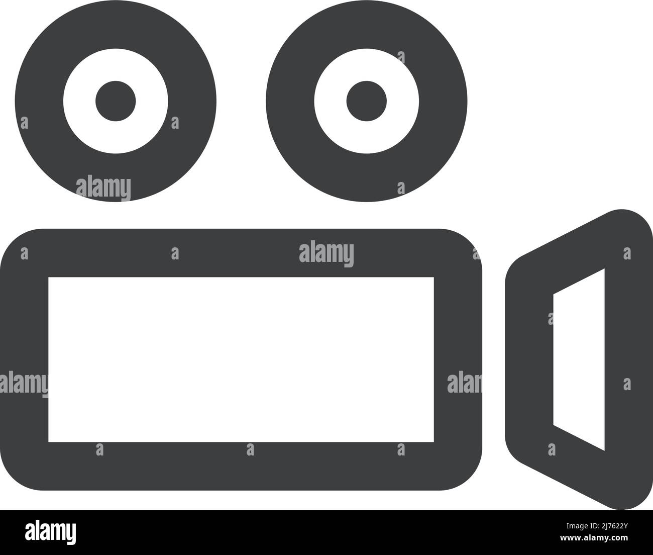 Una semplice icona della fotocamera da cinema. Film e registi. Vettore modificabile. Illustrazione Vettoriale