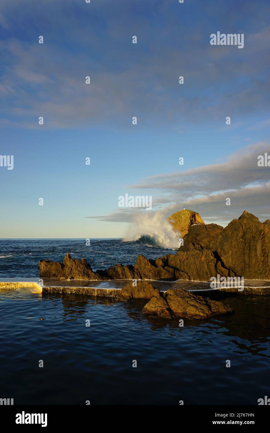 Porto Moniz, piscina marina marea, Madeira, Portogallo, Europa Foto Stock