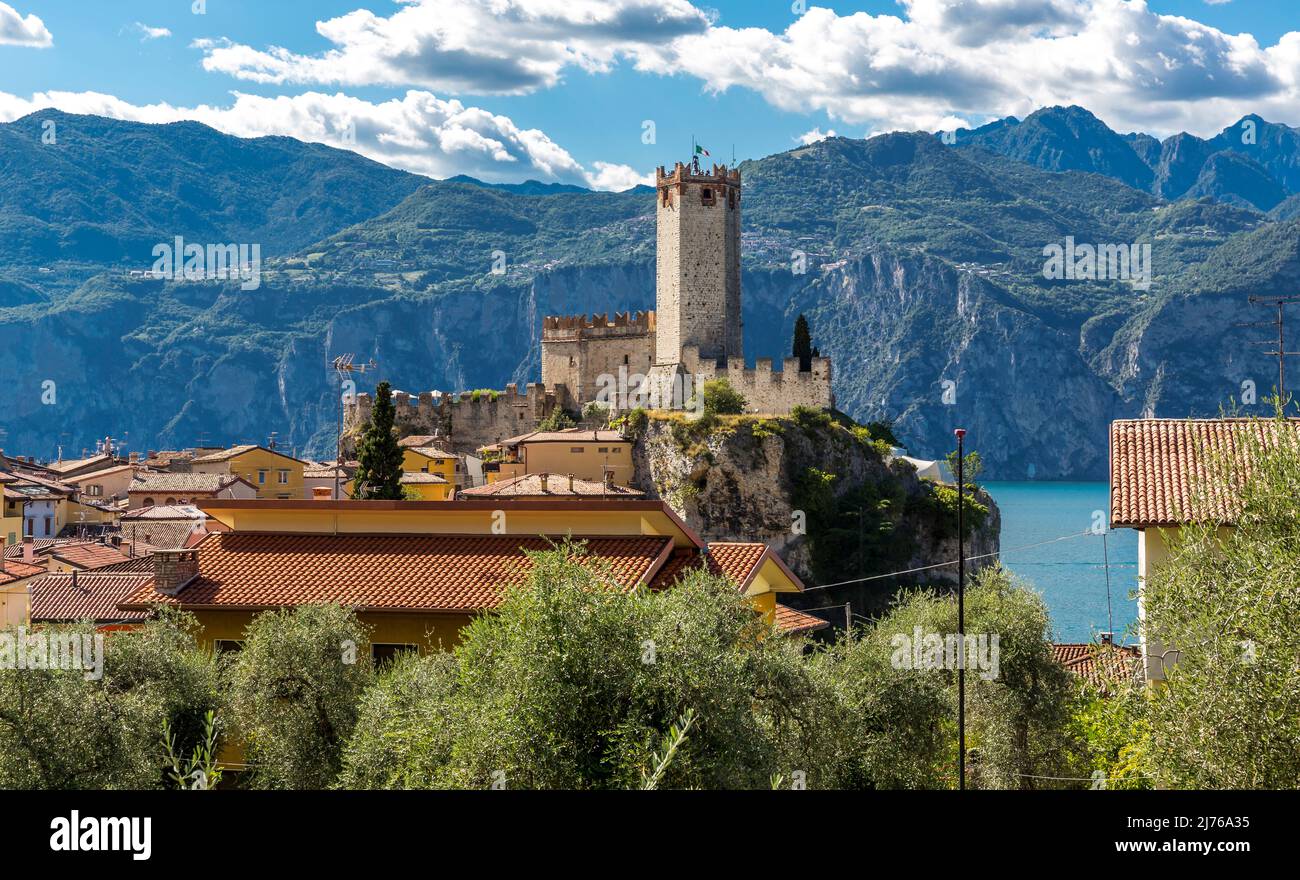 Castello Scaligero, Castello Scaligero, costruito nel 1620, Malcesine, Lago di Garda, Italia, Europa Foto Stock