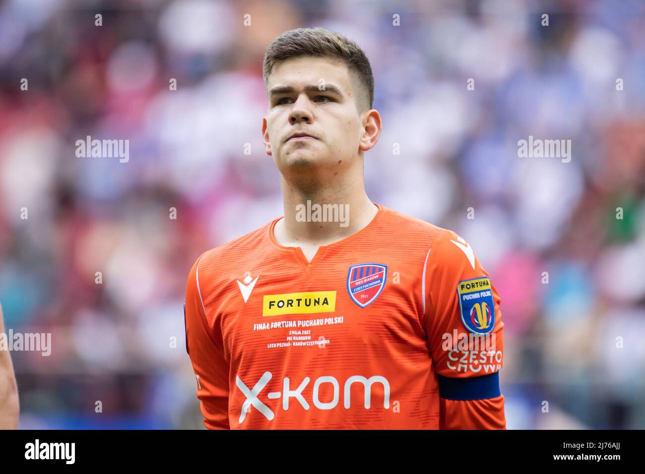 Kacper Trelowski di Rakow visto durante la partita finale della Fortuna Polish Cup tra Lech Poznan e Rakow Czestochowa allo Stadio Nazionale PGE. Punteggio finale; Lech Poznan 1:3 Rakow Czestochowa. (Foto di Mikolaj Barbanell / SOPA Images/Sipa USA) Foto Stock