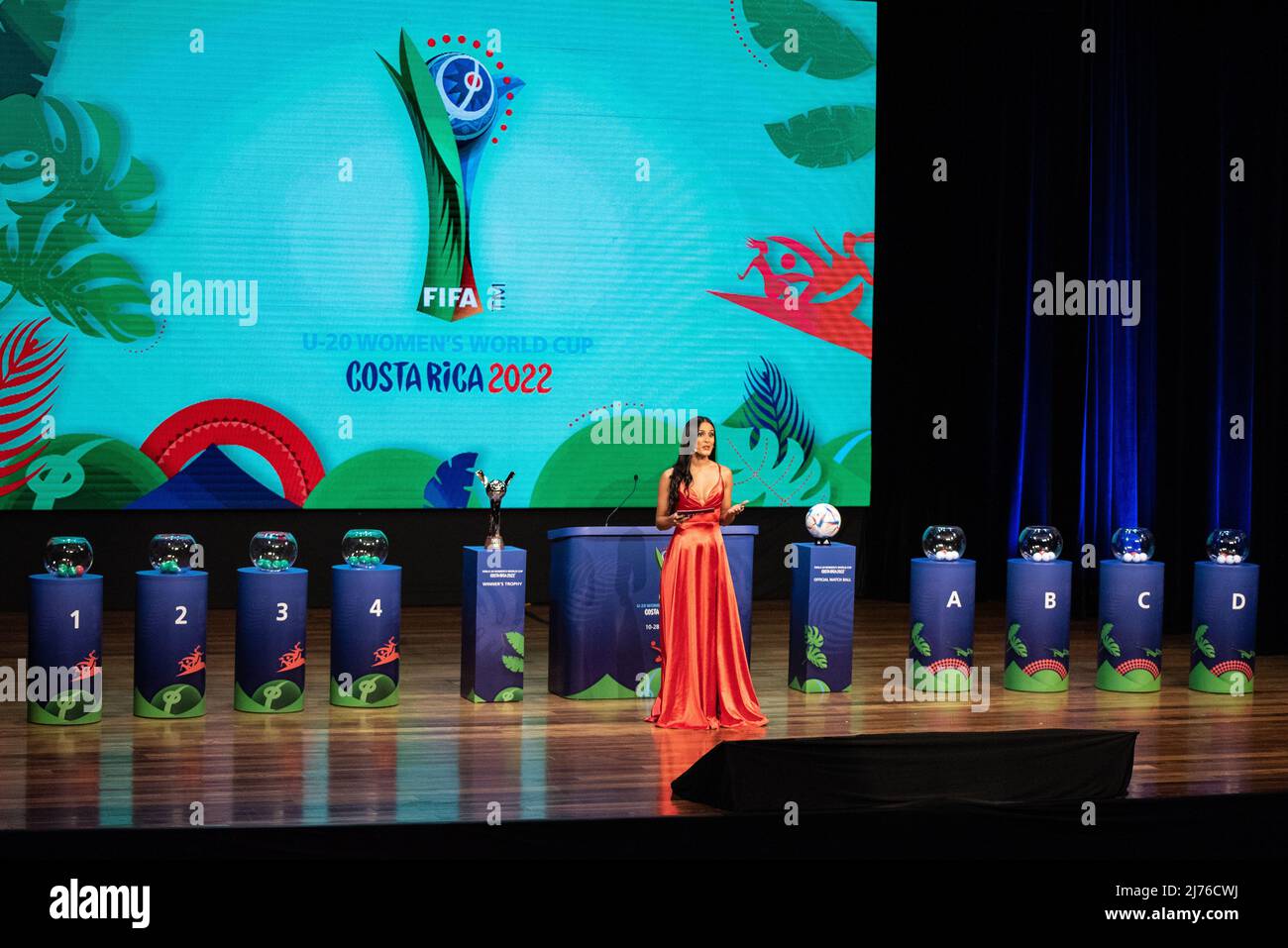 SAN JOSE, Costa Rica: L'atleta e il presentatore TV Johanna Solano, ha presentato il concorso ufficiale per la FIFA U-20 Women's World Cup Costa Rica 2022™ che t Foto Stock