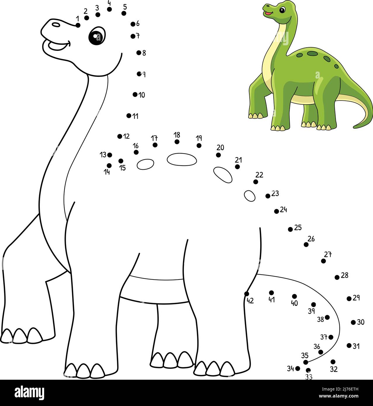 Punto a Dot Brachiosaurus Dinosaur isolato Illustrazione Vettoriale