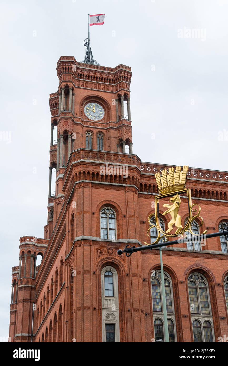 Berlino, Mitte, Municipio Rosso, stemma berlinese, orso berlinese Foto Stock