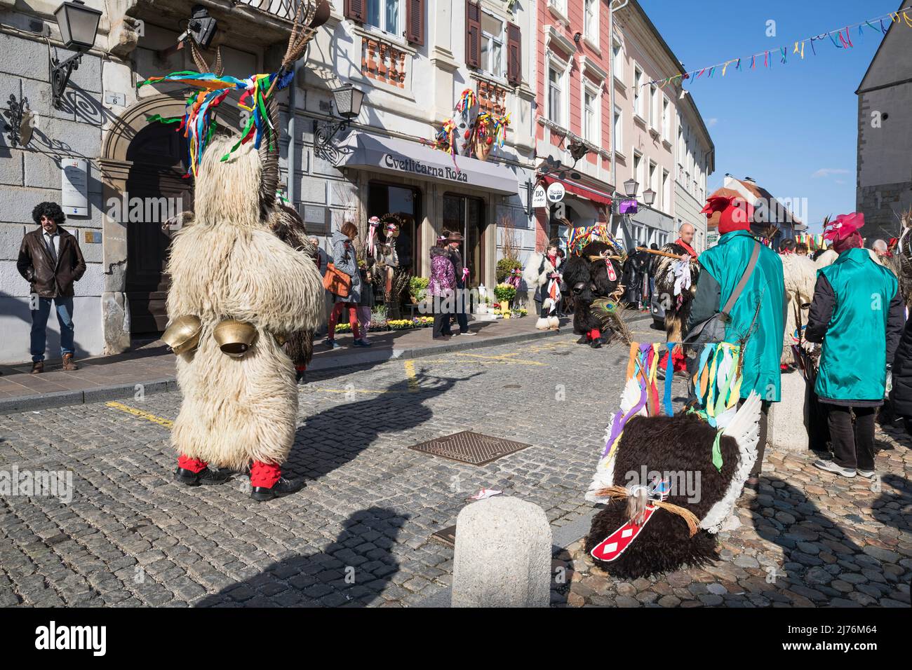 Carnevale 'Karentovanje' a Ptuj (Pettau), bassa Stiria, Podravska, Slovenia, Europa Foto Stock