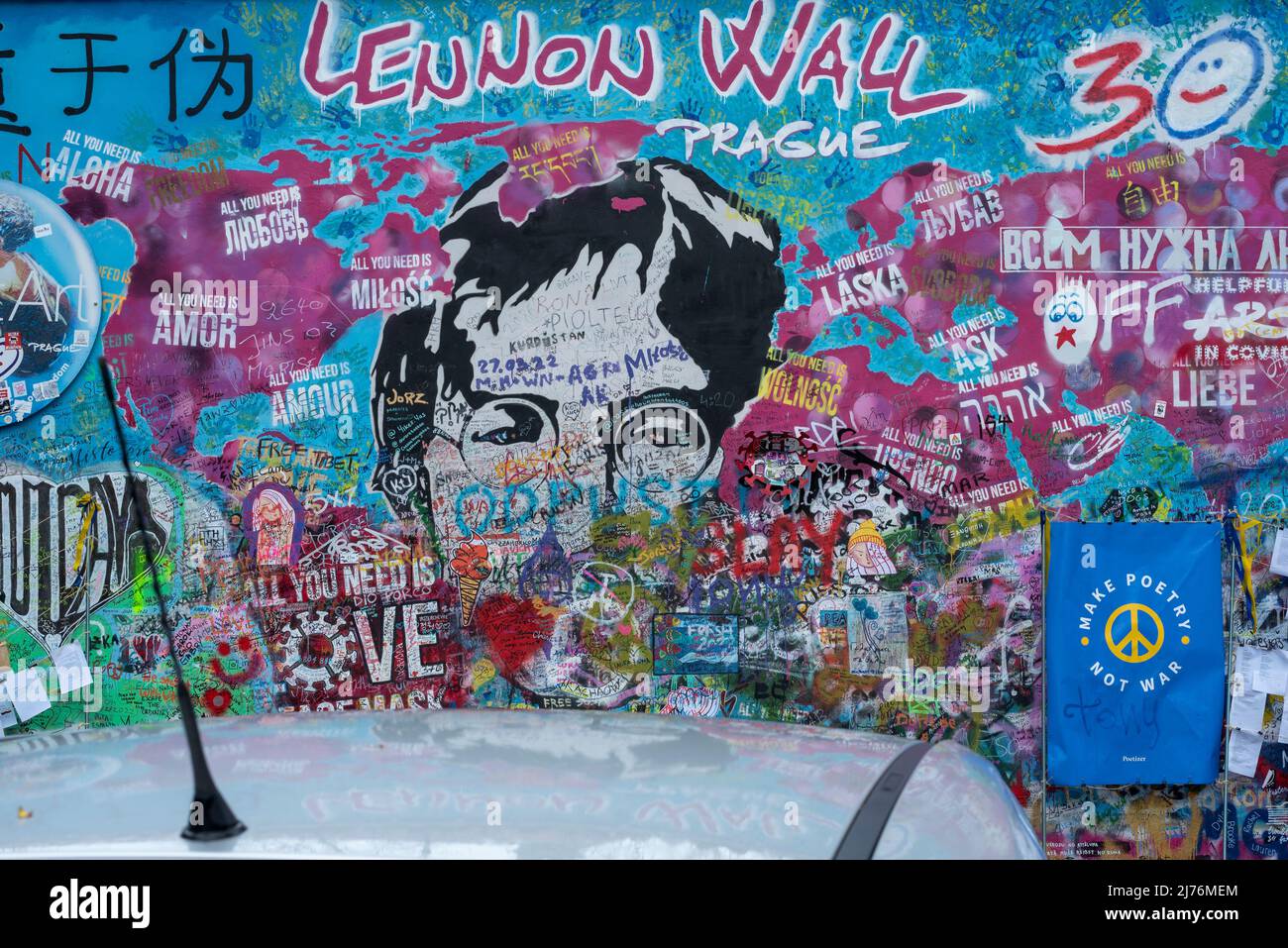 John Lennon Wall, John Lennon Wall, Praga, Repubblica Ceca Foto Stock