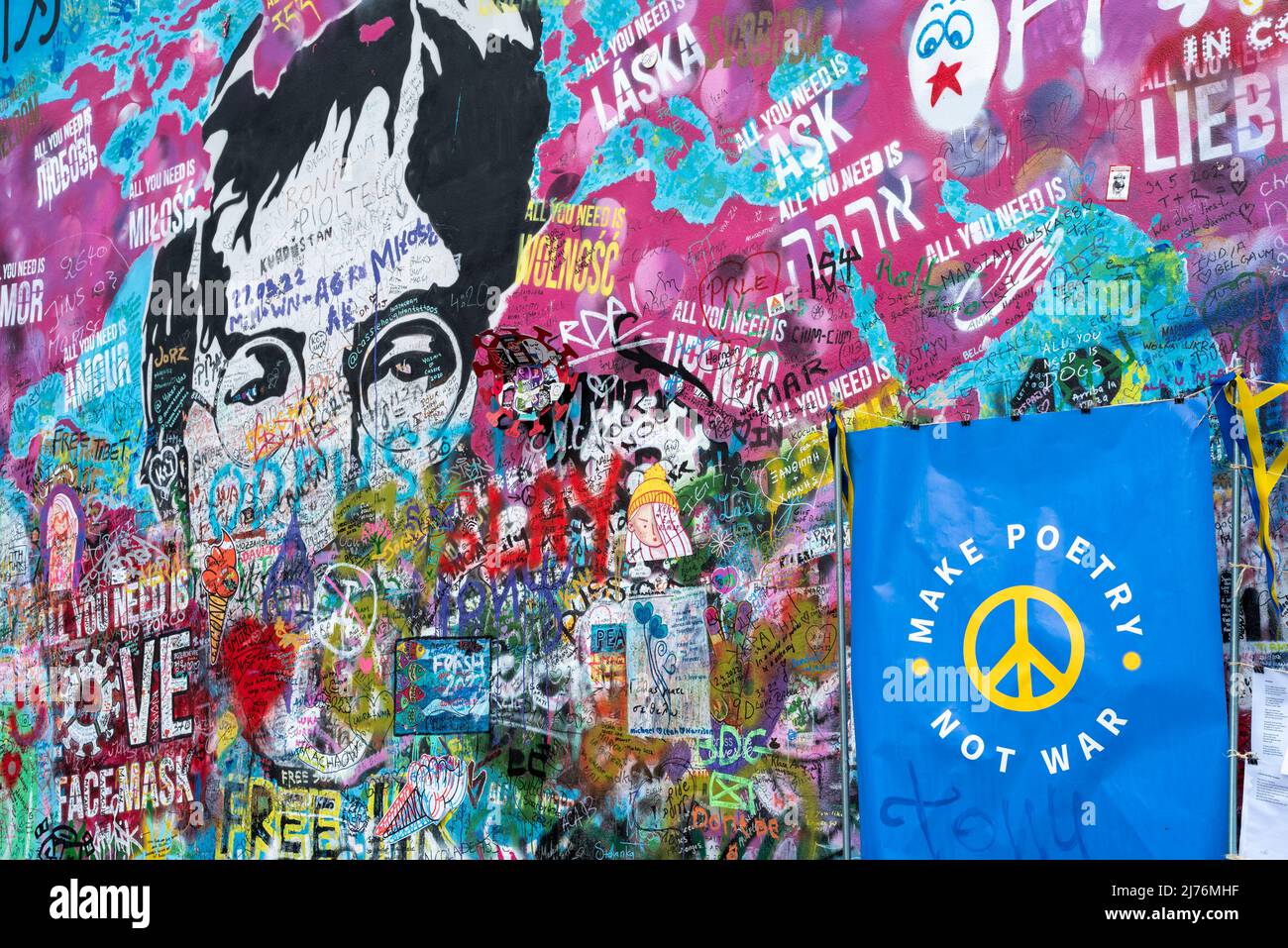 John Lennon Wall, John Lennon Wall, Praga, Repubblica Ceca Foto Stock