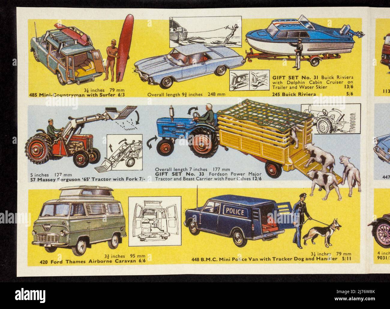 Opuscolo promozionale per una gamma di Corgi Toys, un pezzo di cimeli a tema degli anni '60. Foto Stock