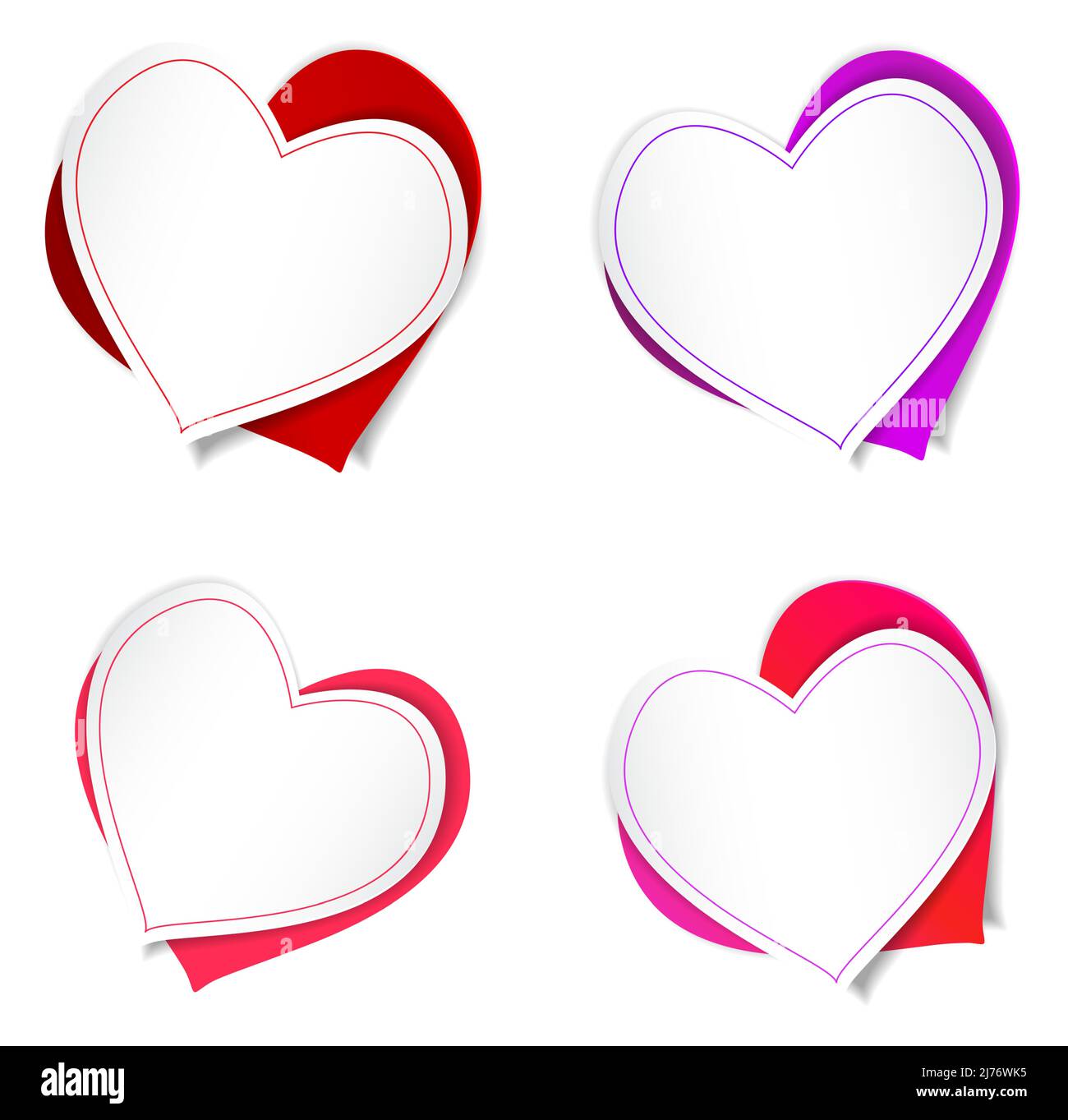 Set di elementi colorati Blank Hearts Illustrazione Vettoriale