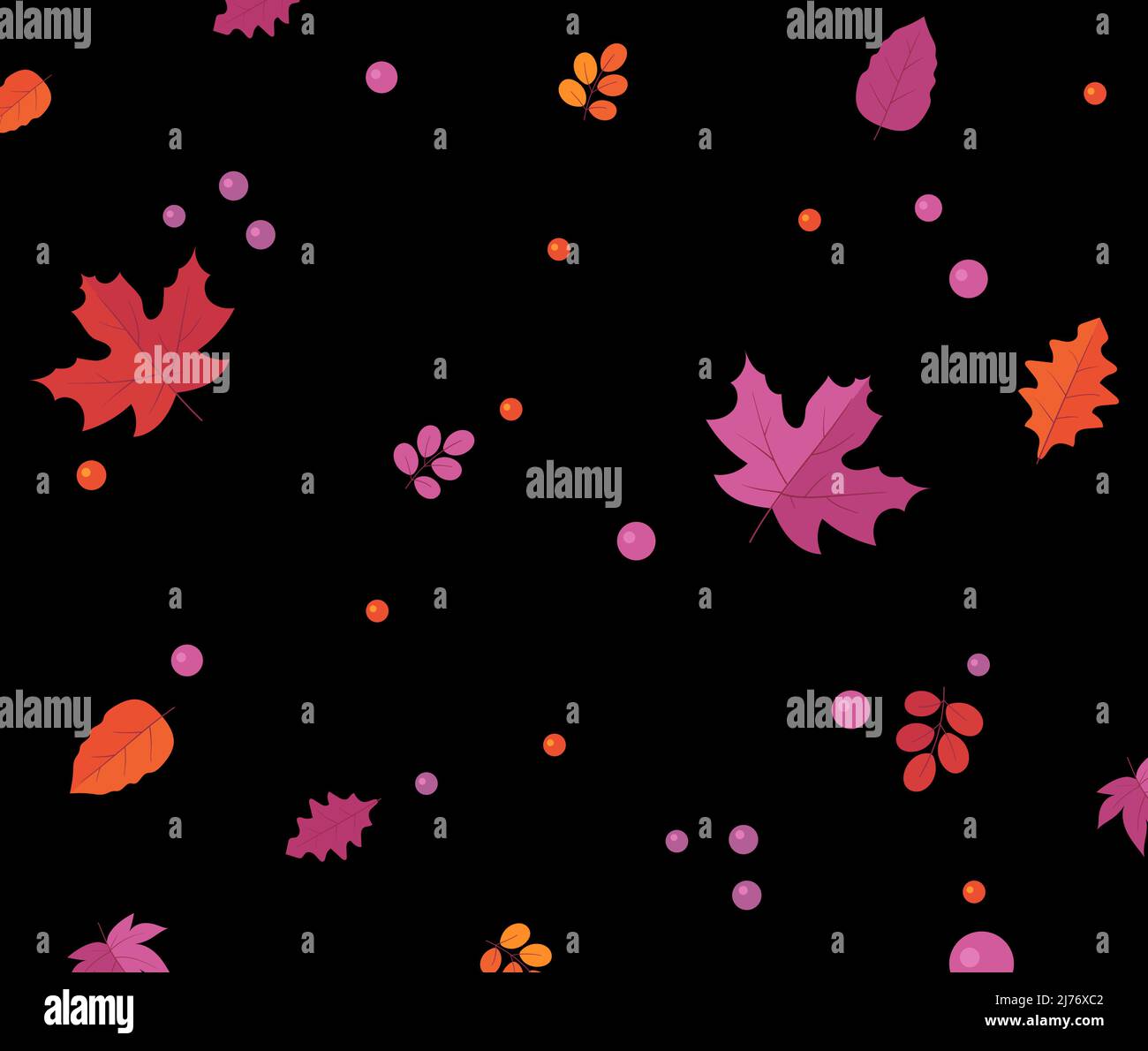 Autunno Fall foglia colorata Bright e Dark pattern Illustrazione Vettoriale