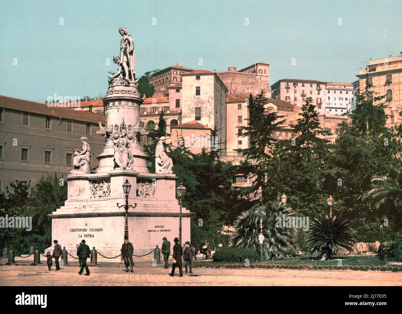 Monumento a Colombo, Genova, Italia, circa 1900 Foto Stock