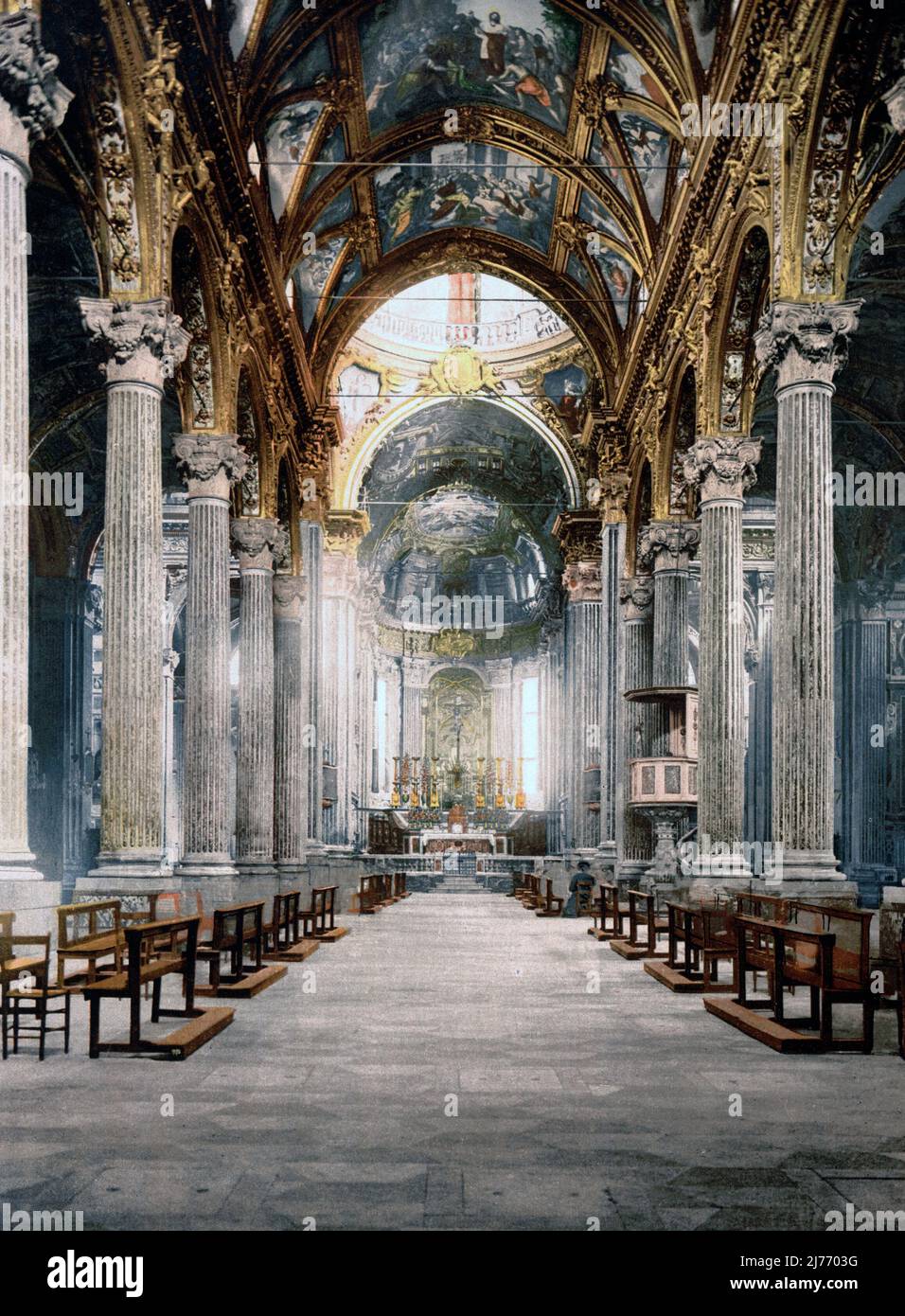 Chiesa dell'Annunciazione, interno, Genova, Italia, circa 1900 Foto Stock