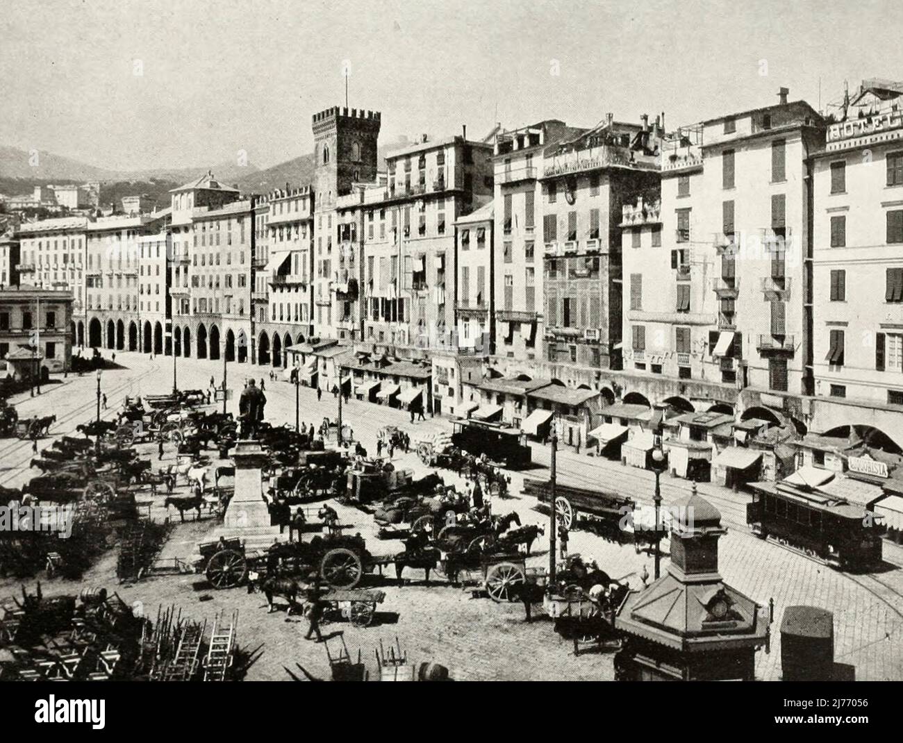 Piazza Caricamento, Genova, Italia, circa 1900 Foto Stock