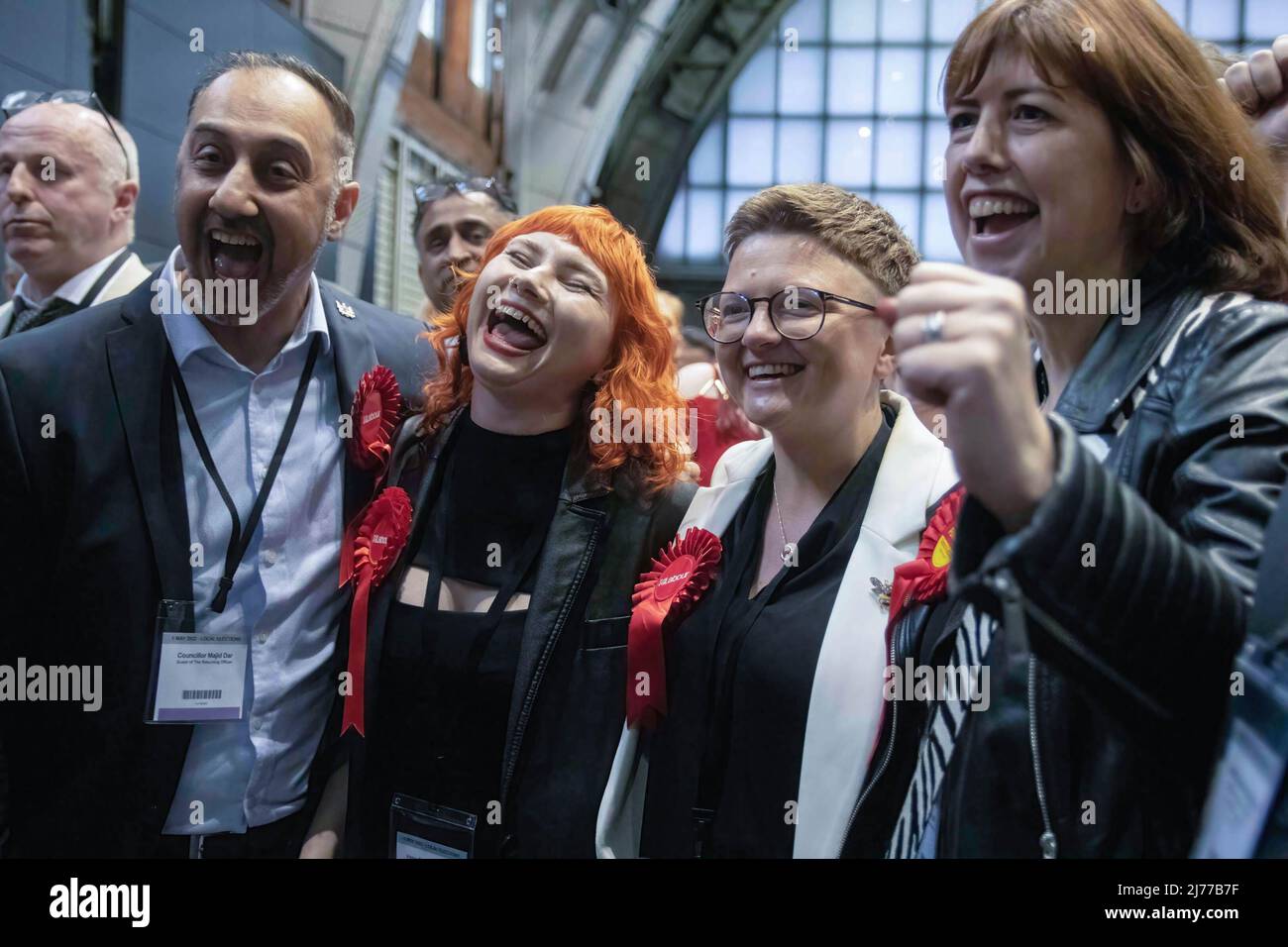 Irene Cecilia Robinson, Labor, vince il rione Ancoats & Beswick. Vista generale dei conti elettorali a Manchester. Manchester è una delle ultime aree a dichiarare le loro elezioni per le elezioni locali del 2022. Foto Stock