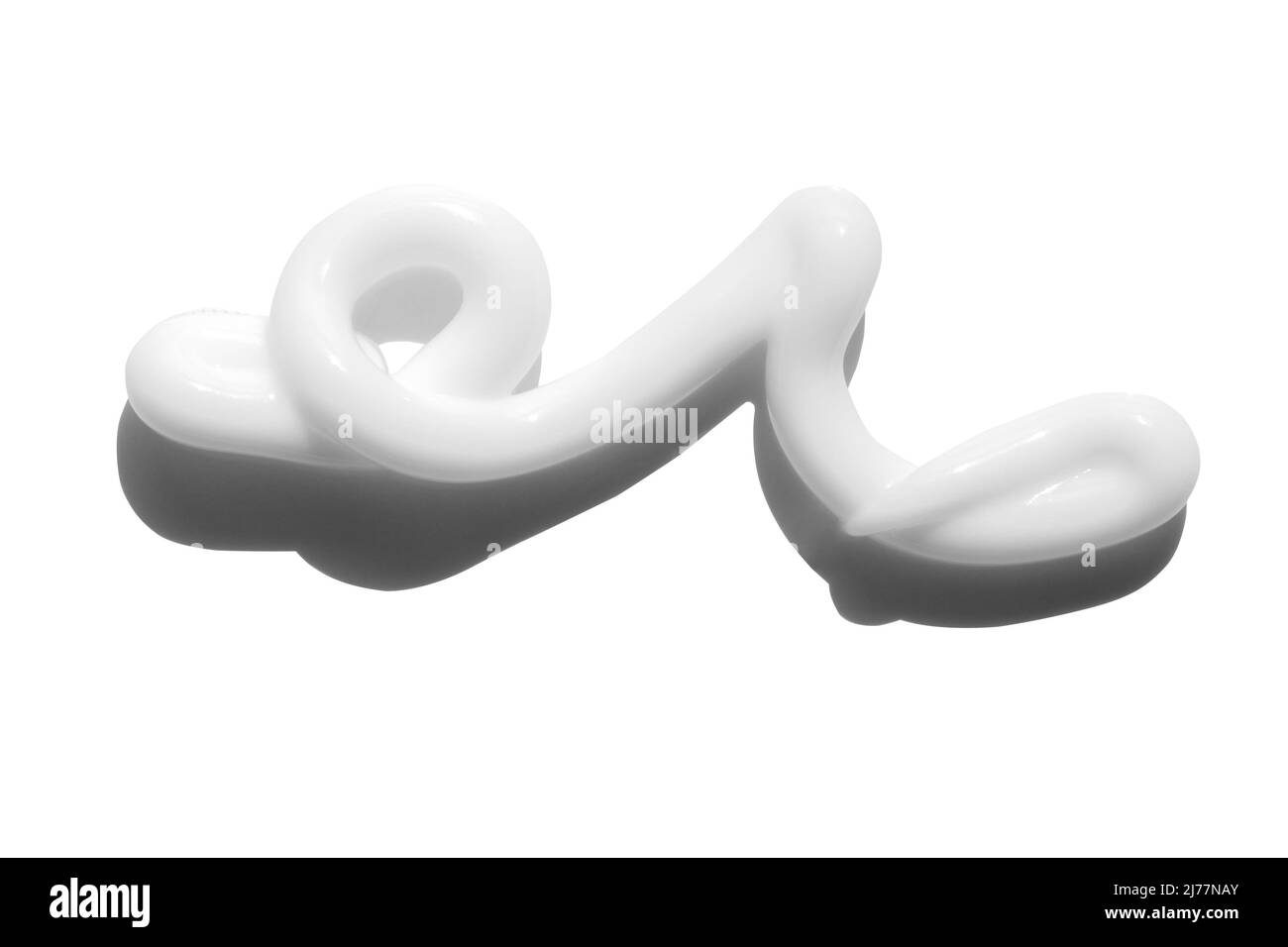 Moisturizer crema texture swirl striscio campione con ombra isolata. Creme facciali, schiuma, gel o lozione corpo cura della pelle trucco colpo. Crema per il trucco del viso Foto Stock