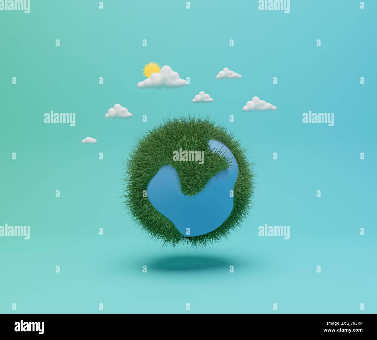 Celebrazione della giornata mondiale dell'ambiente con pianeta terra isolato, 3D rendendo sfondo naturale. Foto Stock