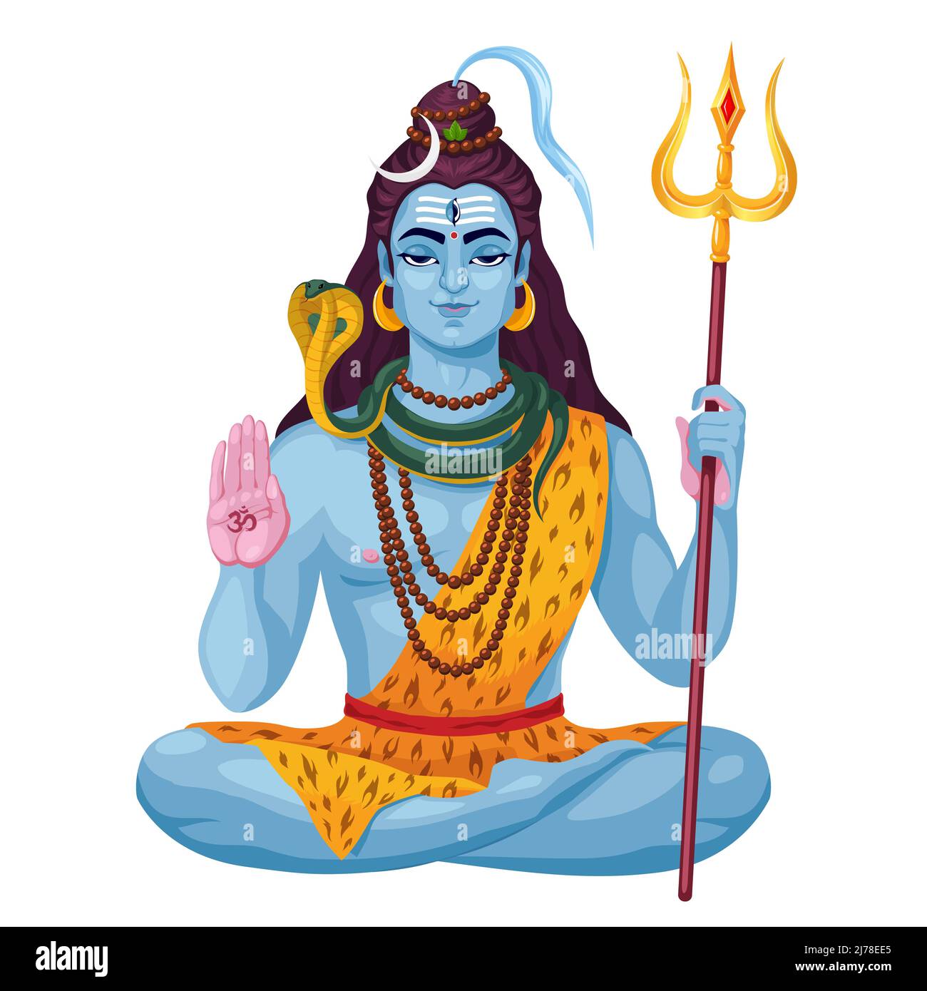 Lord Shiva, festival indiano Maha Shivratri, illustrazione vettoriale. Illustrazione Vettoriale