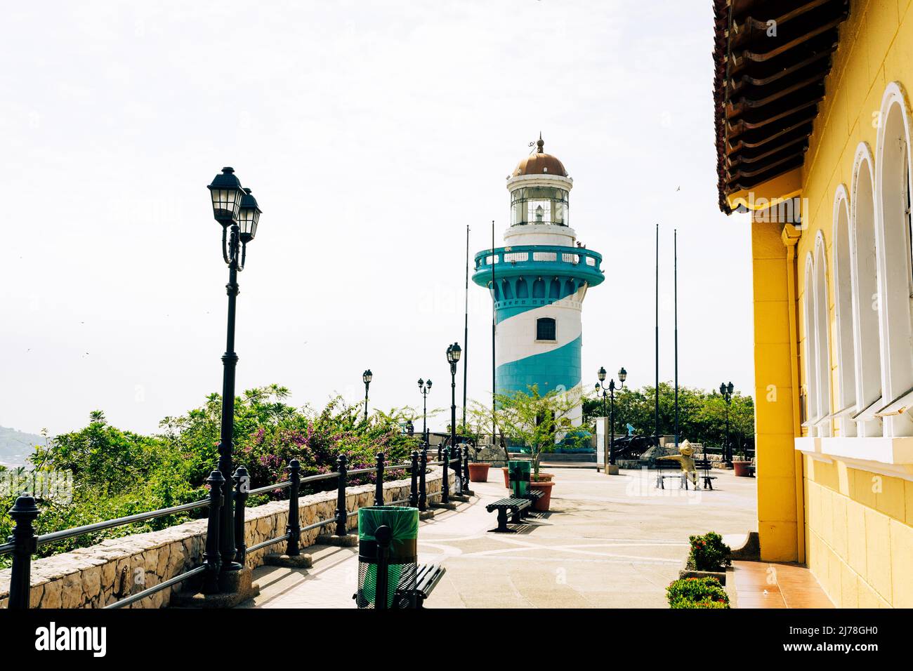Guayaquil, Ecuador. Faro di Santa Anna Fort Las Penas distretto. Seconda città più grande in Ecuador. Popolare destinazione turistica. Foto Stock