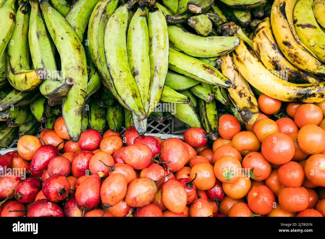 Frutta esotica. Mercato a Lima, Perù Foto Stock