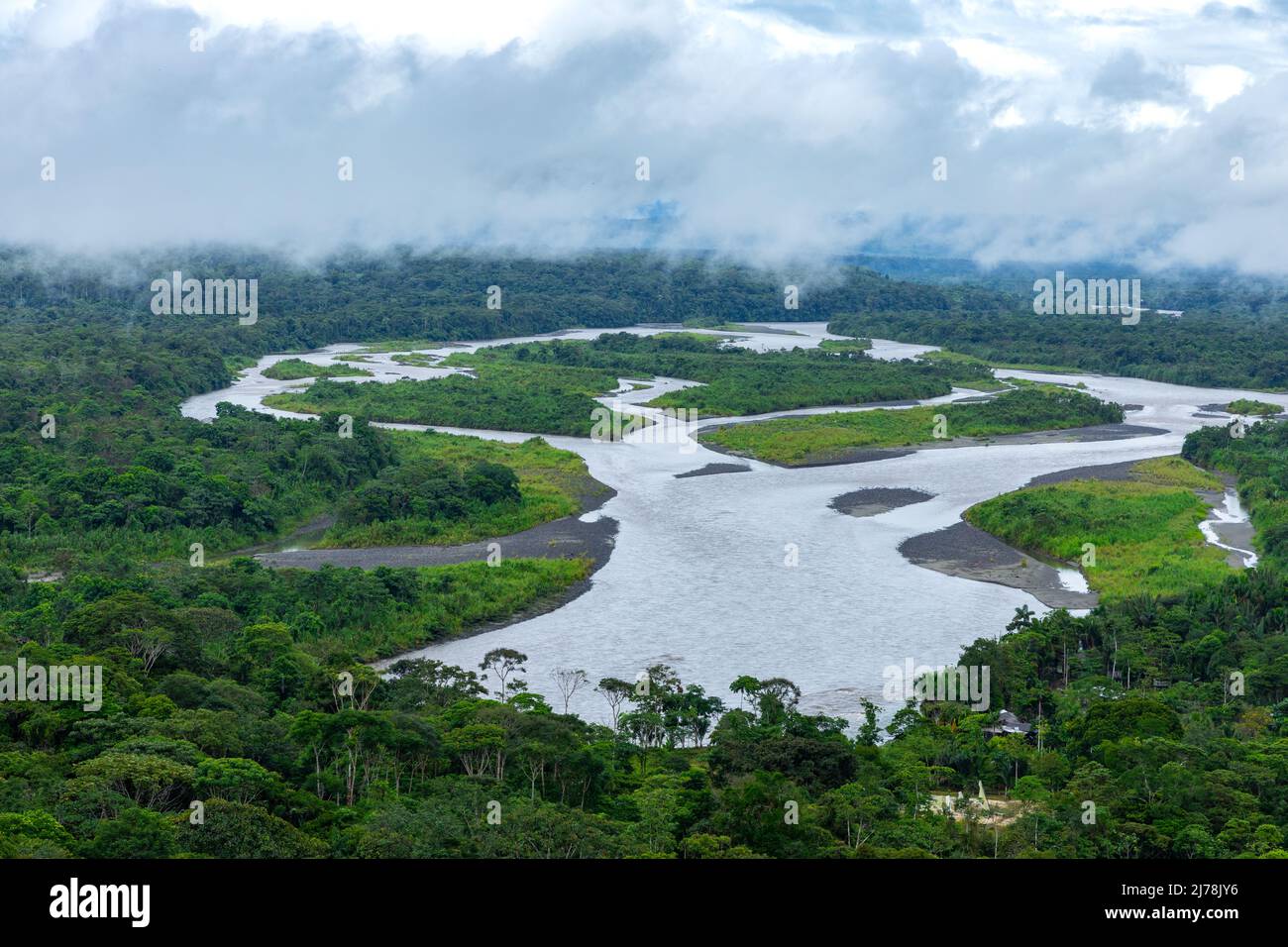 Ecuador Amazzonia foresta pluviale. Fiume Pastaza, vista dal punto di vista Indichuris. Puyo, Ecuador, Sud America. Foto Stock