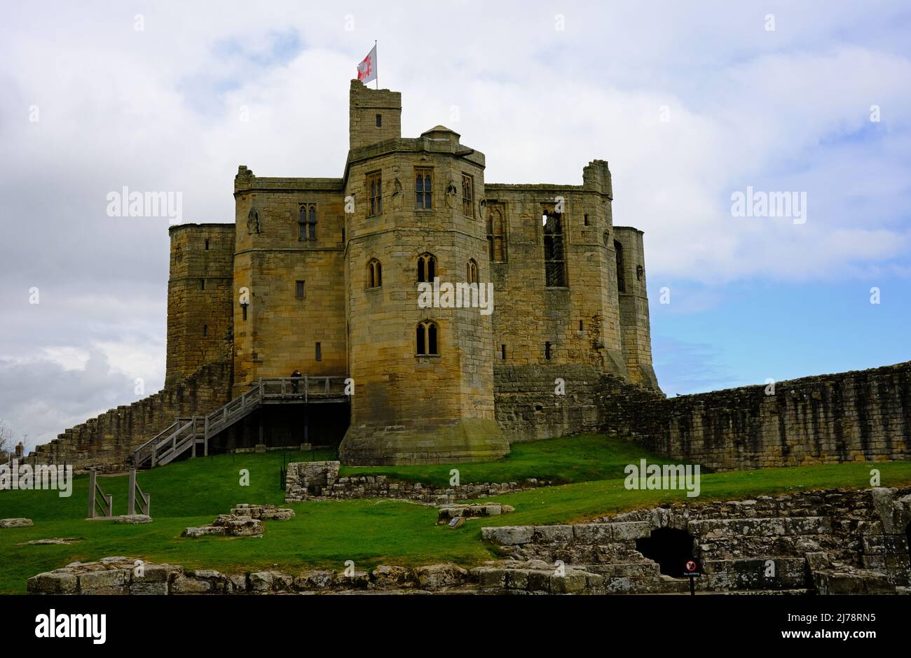 Castello di Warkworth, Northumberland, Inghilterra Foto Stock