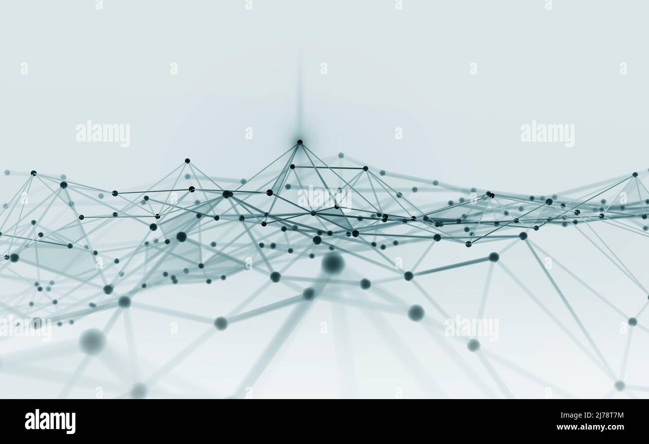 Big data, programmazione crittografica 3D illustrazione. Rete neurale, tecnologie cloud. Database globale, intelligenza artificiale Foto Stock