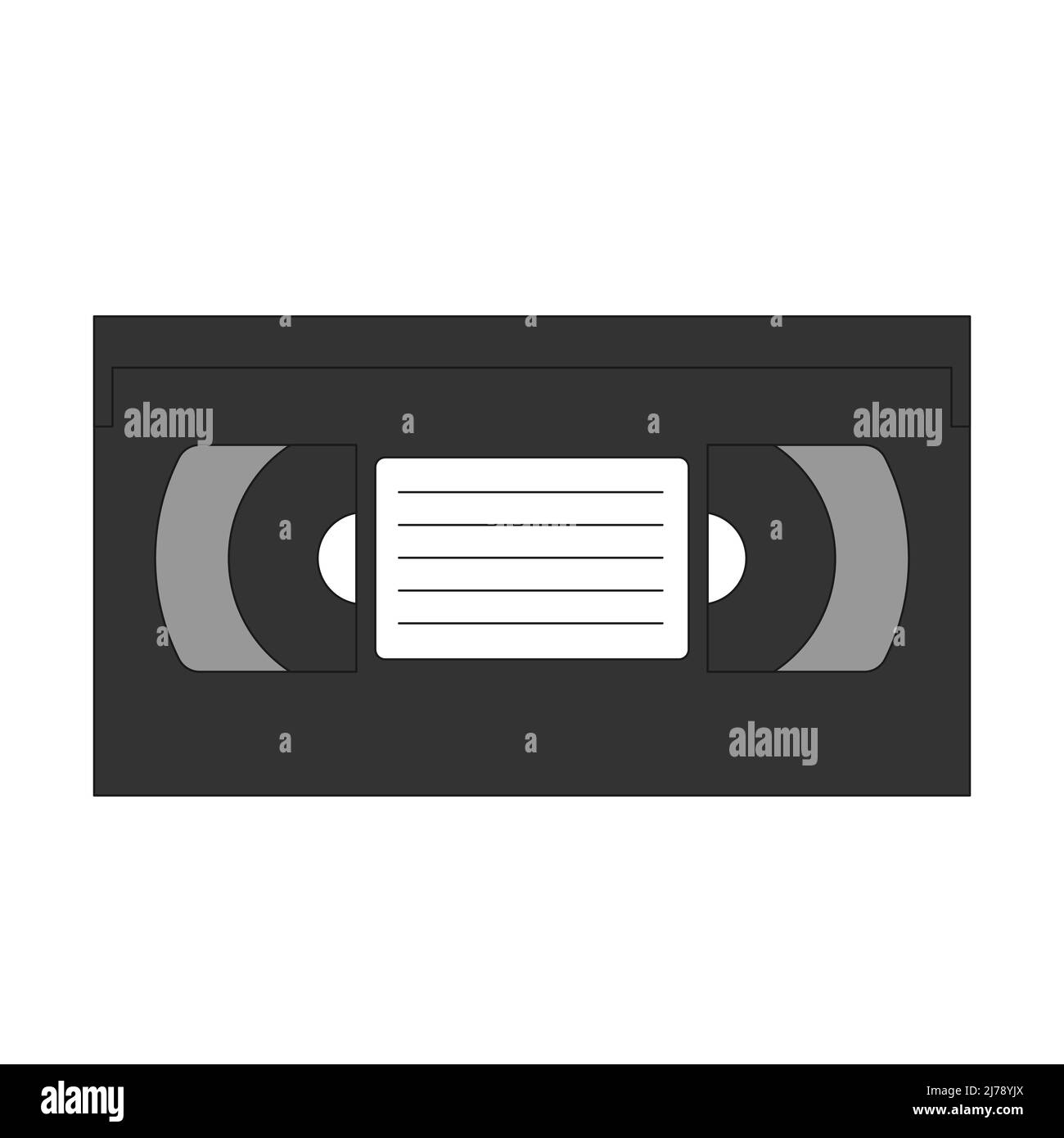Videocassetta retrò. Nastro video con tratto. Illustrazione vettoriale isolata su sfondo bianco Illustrazione Vettoriale