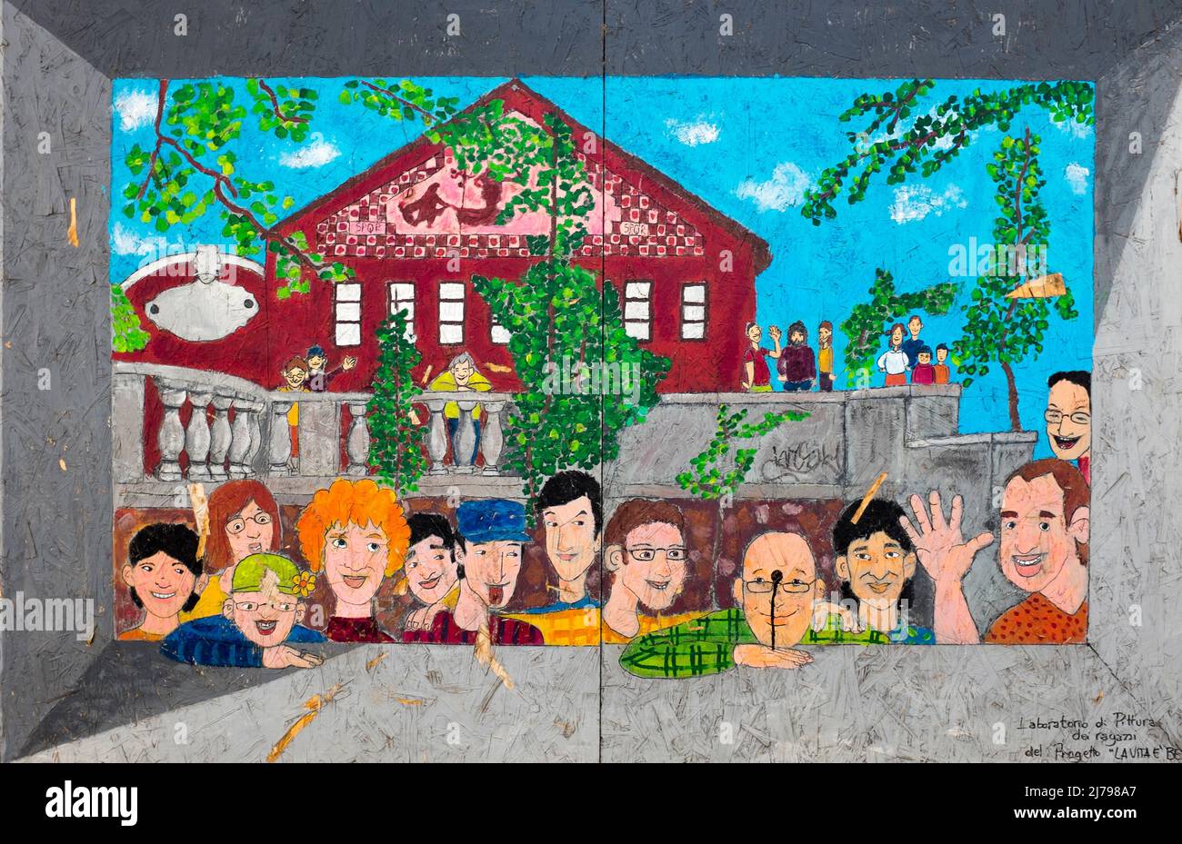 Scuola Bambini Wall Art Trastevere Roma Italia Foto Stock